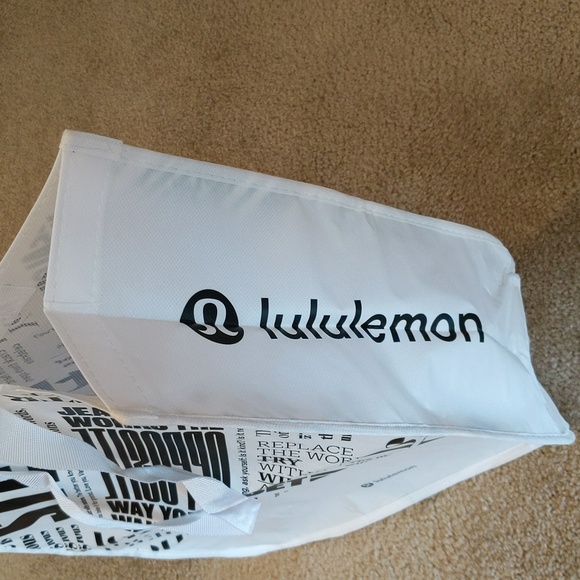 New Large Black & White Breathe Deeply Lululemon Reusable Tote - Picture 5 of 8